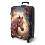 NoBoringSuitcases.com Kinderkoffer, handbagage, harde koffer met TSA-slot, jongens en meisjes, trolley, reiskoffer, draagtas, rolkoffer, klein of middelgroot, 1 paard met bloemen, 
