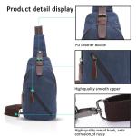 FANDARE Sling Bag met hoofdtelefoonopening voor studenten, party, outdoor, multifunctionele schoudertas voor dames en heren, slijtvast canvas, blauw, Retro