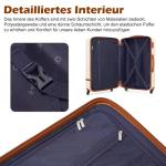 COOLIFE Koffer trolley koffer reiskoffer van ABS hard shell trolley 4 wielen TSA-slot de koffer bevat 1 reistas en 1 toilettas, wit/bruin., koffer
