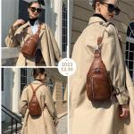 Borstzak voor dames, sling bag, 2-in-1 rugzak, klein, met 2 afneembare schouderbanden, PU-leer, crossbody tas, schoudertas, handtas, schoudertas, diefstalbestendig, bruin
