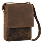 Kansas Schoudertas voor heren, vintage, leren tas, 13-14 inch, laptoptas, echt leer, middelgroot, DIN A4, messenger bag voor mannen, Nevada Bruin, Large