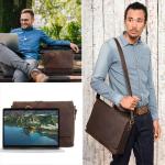 Oxford lederen schoudertas I Laptoptas tot 15 inch I Boodschappentas van echt buffelleer in vintage look I Leren tas I Schoudertas I Werktas I 38x10x31cm I Zwart