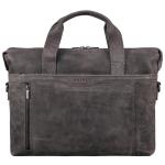 Seattle Moderne leren tas voor heren, van echt leer, groot, ideaal als zakelijke aktetas, platte laptoptas voor 14-15,6 inch voor op reis, met trolleyhouder, Navy grijs, Large