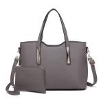 Handtassen voor vrouwen Tote tas PU lederen schoudertas 3 stuks tas, Grijs
