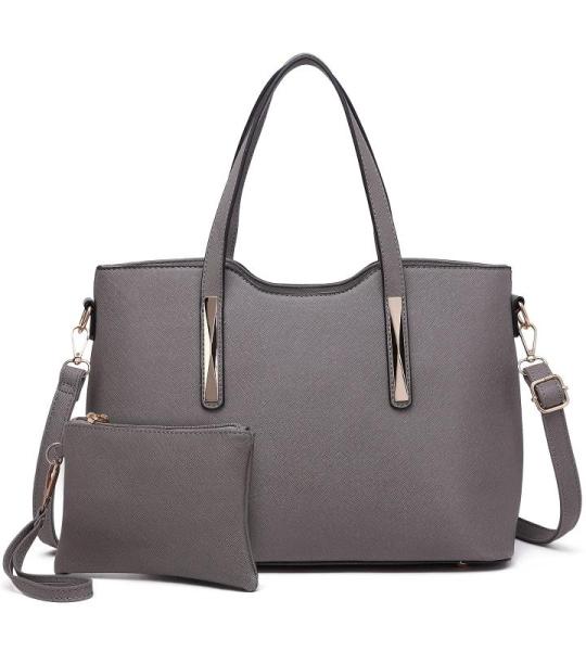 Handtassen voor vrouwen Tote tas PU lederen schoudertas 3 stuks tas, Grijs