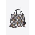 Carrie Shopper Classic PVC logo-print, tas voor dames, ZM7Q_zwart/bruin/wit. Antiek Go, Zm7q_zwart/bruin/wit. Antiek Go