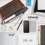 Moderne leren tas heren schoudertas dames groot leer smal 'San Diego' - als laptoptas 14-15 inch voor universiteit en werk business aktetas, Roma Cognac bruin, Medium