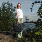 Smilla Strandtas met ritssluiting voor dames en heren, gezinsvakantie, sport, zwemmen, boodschappentas van gerecycled PET, waterafstotend, Lichtblauw, Eén maat