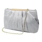 Clutch voor dames, handtas van geplooid satijn met kettingriem voor feestjes, eindejaarsbal, elegante clutch, kant zilver