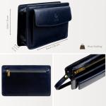 Leren Herenhandtas Clutch tas Heren Polstas Handgemaakt Italiaanse Volnerfleer, Blauw