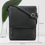 Kansas Schoudertas voor heren, vintage, leren tas, 13-14 inch, laptoptas, echt leer, middelgroot, DIN A4, messenger bag voor mannen, zwart, Large