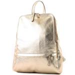 Modamoda.de T138 Italiaanse damesrugzak van leer, Lichtgoud metallic, Medium