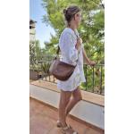 Mademoiselle.M M70 Half-Moon Bag Cognac