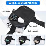 Schoudertas, crossbodytas voor dames en heren, waterdichte borsttas, herentas met ritssluiting, schouderrugzak voor kamperen, reizen, outdoorsport, S, Small