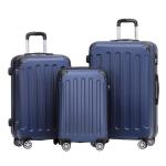 BEIBYE Koffer met harde schaal, trolley, rolkoffer, reiskoffer, veiligheid, cijferslot, dubbele wielen, ABS-materiaal, handbagage, 4 wielen, M-L-XL-set, donkerblauw