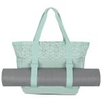 Smilla Strandtas met ritssluiting voor dames en heren, gezinsvakantie, sport, zwemmen, boodschappentas van gerecycled PET, waterafstotend, Mint Patroon, Eén maat