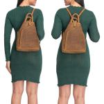 'Minou' Leren Sling Bag Dames 2-in-1 Rugzak Handtas Schoudertas Vintage Handle Bag Leder Tas Echt Leder, Kleur:bergamo- bruin