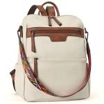 Leren rugzak voor dames, vrijetijdsrugzak, reishandtas, rugzak, handtas, dagrugzak voor vrouwen en meisjes, 1, beige, Rugzak
