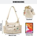 Canvas Messenger Bag met meerdere zakken, grote hobo crossbody tas voor dames en heren, beige