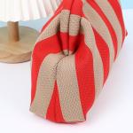 Onderarmtas, clutch, portemonnees, geweven gehaakte handtassen, knoedels, handgemaakt, colorblock clip tas voor dames, zomer, reizen, strand, tas, Rood & Goud Gestreept