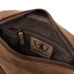 Premium schoudertas Tom van Buff Hunter leer, kleine schoudertas voor heren, donkerbruin