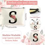 Katoenen tas gepersonaliseerd met naam initial boodschappentas met letters vrouwen draagtas en make-uptas cadeau voor vriendin bruidsmeisje mama voor verjaardagen, bruiloft (S)