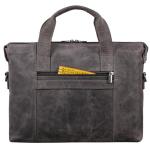 Seattle Moderne leren tas voor heren, van echt leer, groot, ideaal als zakelijke aktetas, platte laptoptas voor 14-15,6 inch voor op reis, met trolleyhouder, Navy grijs, Large