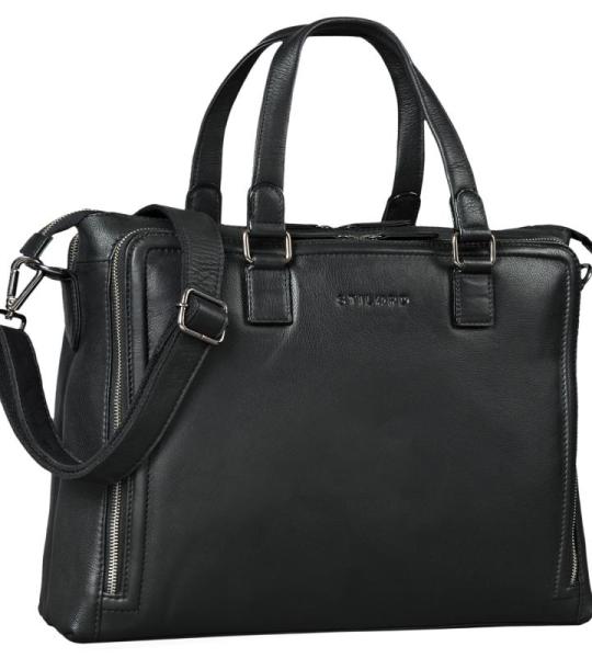 'Claire' Business Bag Dames Leder 15 inch laptoptas DIN A4 retro aktetas grote schoudertas en handtas kantoor, Kleur:zwart