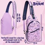 Stitch Crossbody Sling Bag voor meisjes, verstelbare riem met rits compartimenten Stitch Gifts, Lila Aop, One Size