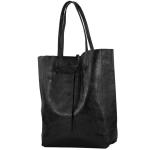 - T163 - Ital. Shopper Large met binnenvak van leer, zwart-metallic, Large