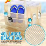 Grote strandtas van mesh voor dames, draagbaar, XXL familie, strandtas voor dames, opvouwbaar en herbruikbaar, grote nettas voor het strand, voor zand, zwemmen, reizen, winkelen, B