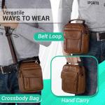 hengwin Lederen schoudertas voor heren, kleine schoudertas voor mannen, zakelijke tas, messenger bag, polstas, mobiele telefoon, riemtas, reistas met riem lus