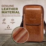 hengwin Multifunctionele echt lederen tas met dubbele ritssluiting, vintage look, schoudertas, mobiele telefoon, riemtas, telefoonholster voor reizen, outdoor-activiteiten