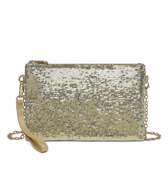 Dames fashion pailletten tas mini clutch kleine dames kettingtas schoudertas voor bruiloften, dates en verschillende gelegenheden, goud