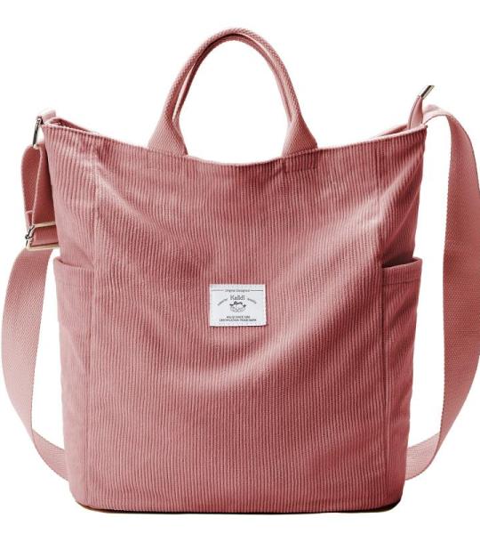 Dameshandtas, canvas shopper, schoudertas, casual, groot, voor school, werk, dagelijks gebruik, winkelen, roze-2, 15x6x16 Zoll