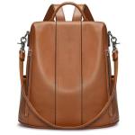 Vrouwen Zachte Lederen Rugzak Anti-diefstal Portemonnee Dames Waterdichte Rugzak Schooltas, 2 bruin., M