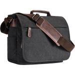 Messenger Bag Canvas, Laptoptas voor heren, zwart, retro, casual, voor werk, strand, reizen, school, winkelen, Zwart-701, L, Retro