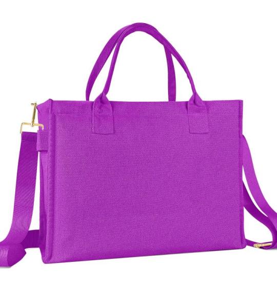Canvas dode tas, grote schoudertas, hobo-tas, crossbody tas, reistas, handtas, alles met brede riem, paars, Large