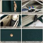Handtas voor dames, schoudertas, 2-in-1 shopper voor dames, 15,6 inch, groot, PU-leer, laptoptas, waterdicht, werktas voor business, kantoor, school, Groen met Beige, Modern, funct