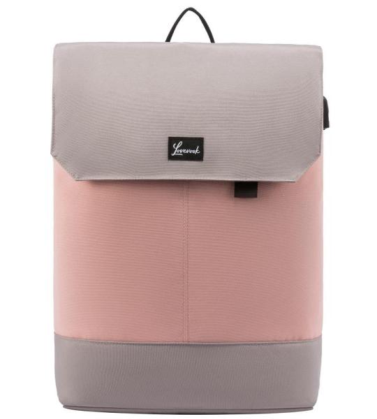 Laptop Rugzak 15,6 Inch Voor Dames, Waterdichte Schooltas met Laptopvak en Usb-oplaadpoort, Anti-diefstal Reisrugzak voor Reizen, College, Kantoor, School, Dagelijks, Roze Grijs
