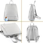 Modamoda.de T138 Italiaanse damesrugzak van leer, Lichtgoud metallic, Medium