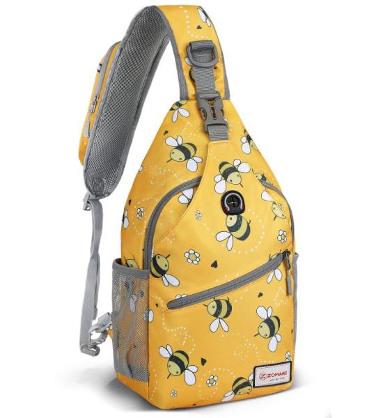 ZOMAKE Borstzak voor heren, diefstalbestendig, 8 liter, crossbody bag voor mannen, vrouwen, heren, schoudertas, slingbag voor outdoor, fietsen, reizen, wandelen (bijengeel)