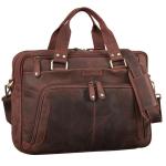 Chicago Leren schoudertas voor heren, laptoptas, 15,6 inch, messenger bag, leren tas, grote aktetas, vintage, zakelijke tas voor mannen, echt leer, Ohio Bruin, Large