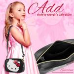 Hello Kitty Schoudertas met afneembare riem, binnenvak en ritssluiting, cadeaus voor meisjes, zwart