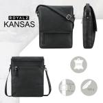 Kansas Schoudertas voor heren, vintage, leren tas, 13-14 inch, laptoptas, echt leer, middelgroot, DIN A4, messenger bag voor mannen, zwart, Large