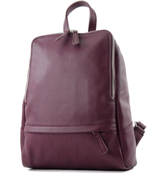 - T138 - Italiaanse damesrugzak van leer, bordeauxviolet, Medium