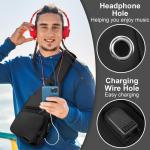 Lidxfeo Schoudertas met USB-oplaadaansluiting, waterdichte borsttas voor heren, anti-diefstal, crossbody bag, meerdere zakken, slingrugzak, voor wandelen, reizen, klimmen enz, zwar