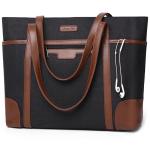 Laptoptas voor dames, ChaseChic waterdichte grote shopper klassieke leraressentas schoudertas voor school, 15,6" werktas met bagageriem bruin