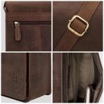LEABAGS Leren schoudertas voor dames en heren, messenger bag met schouderriem, werktas, draagtas, handtas, echt lederen tas, natuurlijk donkerbruin, Boheems, gedeconstrueerd, minim