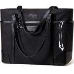 Laptoptas voor dames, ChaseChic waterdichte grote shopper klassieke leraressentas schoudertas voor school, 17,3" werktas met bagageriem zwart